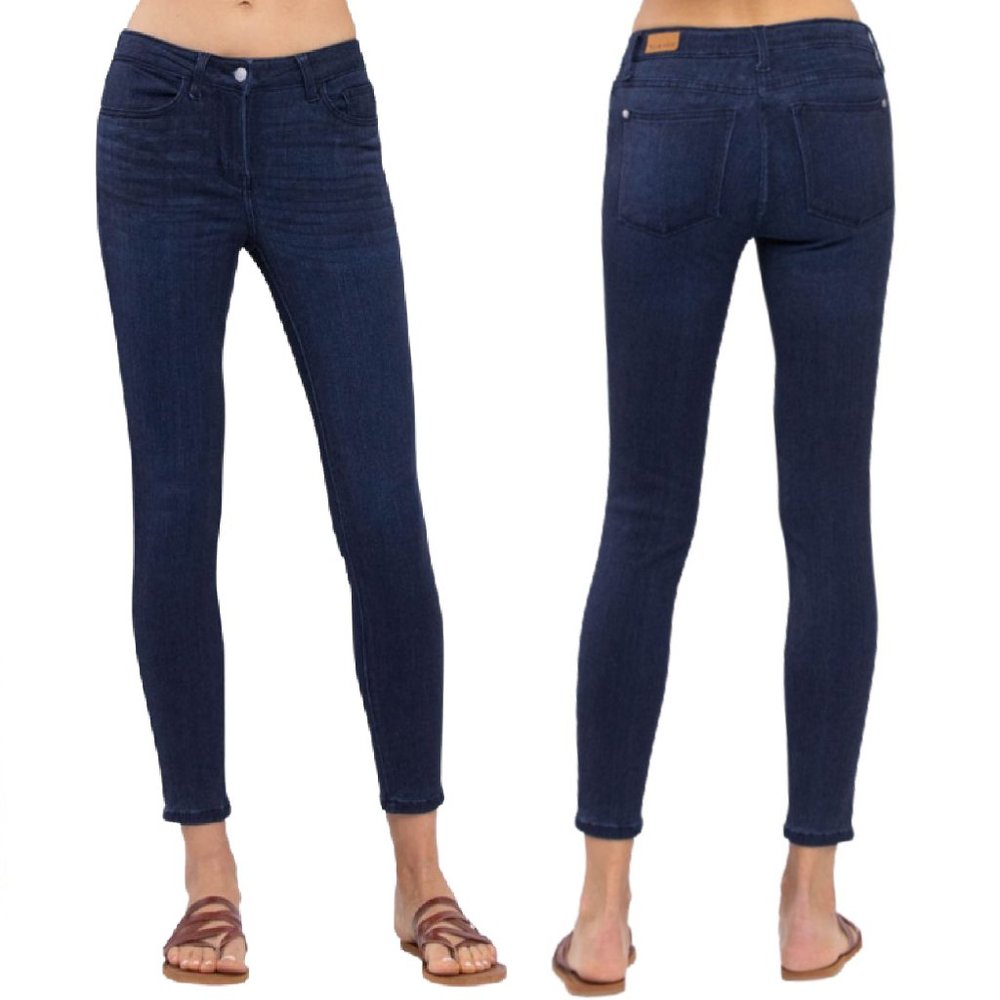 New Judy Blue Mid Rise Dark Blue Skinny Jeans Style 8113